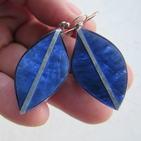 Handmade Blue African Earrings - Picture 2 of 5